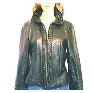 Double D Ranch Texas black Leather Jacket Small